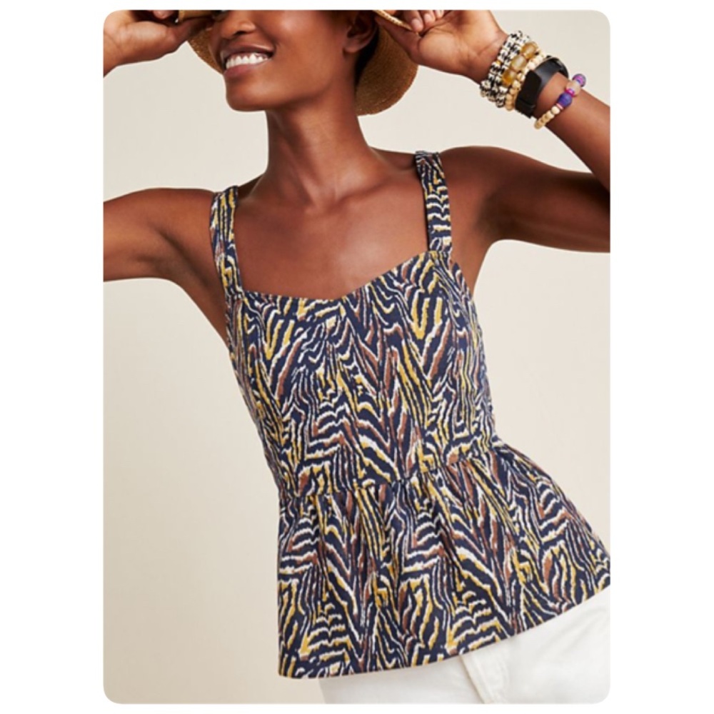 Anthropologie Jamie Zebra Peplum Tank